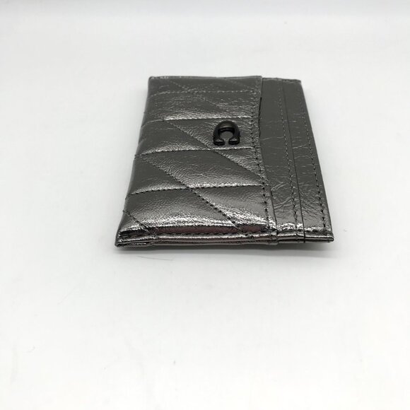 Coach Gun Metal Quilted Pillow Leather Essential  Card Case - Picture 4 of 10